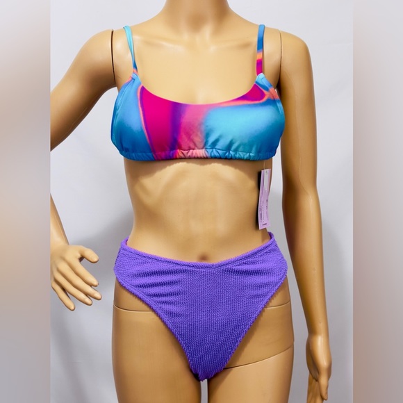 Wild fable Purple Ribbed Extra Cheeky High Waist& High Leg Bikini Bottom… - Picture 6 of 7
